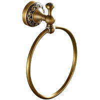 Leyden Brass Towel Ring, Antique Retro Round Towel Holder, Wall Mounted Bath Hand Towel Rack Rail Bathroom Hardware Classical Ancient Wave Pattern Base