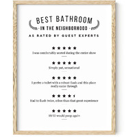 Haus And Hues Funny Bathroom Decor & Bathroom Print Funny Bathroom Signs Decor Funny Toilet Signs  Bathroom Review Sign Wall Art Funny  Would Poop Here Again Sign  12""X16"" Unframed (Ratings)