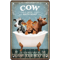 Funny Cow Decor Bathroom Decor Bathtub Decor Cow Accessories Farm Decor Cow Signs Wall Art Poster Retro Poster Bar Home Bathroom Wall Decoration Sign 8X12 Inch