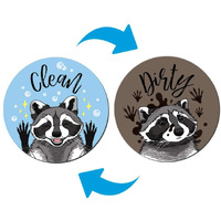 Wirester 3.5 Inch Dishwasher Clean Dirty Flip Sign Double-Sided Decoration For Kitchen Dishwasher Washing Machine, Racoon