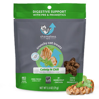 Shameless Pets Crunchy Cat Treats -?Catnip Treats For Cats With Digestive Support, Natural Ingredients Kitten Treats With Real Chicken, Healthy Flavored Feline Snacks - Catnip N Chill, 1-Pk
