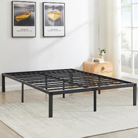 Vecelo 14 Inch Metal Platform Bed Frame,Heavy Duty Steel Slat/Noise Free&No Box Spring Needed/Easy Assembly Mattress Foundation, Queen Size
