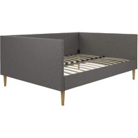 Dhp Franklin Mid Century Upholstered Daybed, Queen Size, Grey Linen