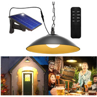 Moon-De-Age Outdoor Solar Pendant Shed Lights With Remote Control, 3 Color 2 Brightness Modes Hanging Barn Gazebo Chandelier Lamp, Dusk To Dawn, 8 Inch - Sl0301Blk