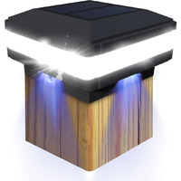Sumaote Solar Post Cap Light, Outdoor Waterproof Led Solar Post Light Fits 4X4 5X5 6X6 Posts Fence Post Lights Platform Garden Patio Deck Lighting 6000K White Light, Black Shell, 1 Pack