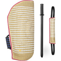 Professional Dog Bite Training Set 3 In 1 Dog Bite Sleeve Arm + Whip Agitation Stick For Dogs Training Protection For Biting + Dog Bite Pillow Tug Toy, Interactive K9 Pitbull German Shepherd Puppy