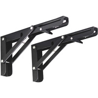 Jolitac Black Paint Folding Shelf Brackets 18?- Heavy Duty Metal Collapsible Shelf Bracket For Bench Table, Shelf Hinge Wall Mounted Space Saving Diy Bracket, Max Load: 450Lbs (18 Inch, Black)