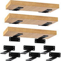 Heavy Duty Floating Shelf Brackets, 6 Inch Hidden Metal L Brackets For Shelves Support, Rustic Industrial Farmhouse Shelf Brackets With Complete Mounting Hardware