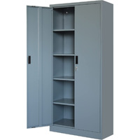 Besfur Metal Storage Cabinet, Steel Locking Storage Cabinet With 2 Doors And 4 Shelves For Garage, Office, Classroom