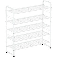 Sufauy 33 "" Wide Shoe Rack, 5 Tier Shoe Storage Rack For 24-30 Pairs Of Shoes, Shoe Organizer For Entryway, Steel Frame, Industrial, White
