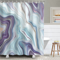 Rosielily Purple Shower Curtain, Marble Shower Curtain, Blue Shower Curtains For Bathroom, Abstract Shower Curtain Set With 12 Hooks, Blue Purple Marble Bathroom Decor, 72Wx72H
