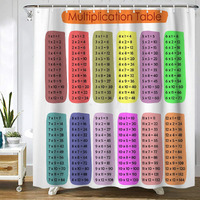 Math Shower Curtain Multiplication Table 1 To 12 Waterproof Shower Curtains Educational Style Bathroom Decor Polyester Fabric Shower Curtain Sets With Hooks 60X72 Inch