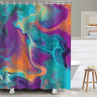 Rosielily Abstract Shower Curtain, Orange Shower Curtain, Colorful Shower Curtain, Teal Shower Curtain, Purple Shower Curtain Sets With 12 Hooks, 72Wx72H