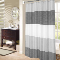 Mornite Shower Curtain Black And Grey, Shower Curtain For Men Bathroom White Neutral Stripes Polyester Fabric 12 Hooks 72""X72""
