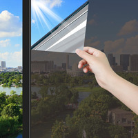 Concus-T One Way Window Film Static Cling Daytime Privacy Reflective Window Tint Uv Blocking Window Sticker For Home Office, Tea Silver 23.62Inch X 9.8Feet