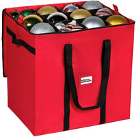 Christmas Ornament Storage Container - Box Stores Up To 48 - 6?Ornaments - With 4 Individual Trays -Heavy Duty 600D Tear Resistant Material, Zippered, Adjustable Dividers, Large Organizer Bin To Protect And Store Holiday D?Or