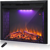Masarflame 36'' Electric Fireplace Insert, Retro Recessed Fireplace Heater With Fire Cracking Sound, Remote Control & Timer, 750/1500W, Black