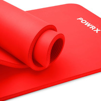 Powrx Yoga Mat 75""X31""X0.6""  Non-Slip, Anti-Tear, Extra Thick Exercise Mat  Extra Large And Extra Wide Fitness Mat With Carrying Straps  For All Types Of Yoga, Pilates And Home Workout  Red
