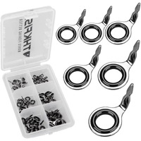 Thkfish Fishing Rod Guides Fishing Rod Repair Kit Baitcasting/Spinning Rod Guides Ceramics Stainless Steel Carbon Guide Repair Burnished Silver- Frame 60Pcs