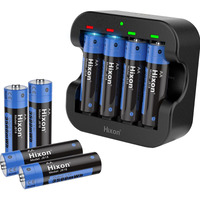 Rechargeable Lithium Batteries Aa With Charger,Hixon 3500Mwh High-Capacity Aa Rechargeable Battery,Constant 1.5V Rechargeable Double A,1600 Cycle Aa Li-Ion Battery,Max 3A Current[8Aa+1Charger]