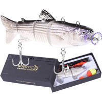Robotic Swimming Fishing Electric Lures 5.12"" Usb Rechargeable Led Light Wobbler Multi Jointed Swimbaits Hard Lures Fishing Tackle (Hybrid Striped Shad)