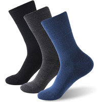 Forcool Diabetic Socks For Women Men Merino Wool Non Binding Loose Top Non Blister Cushion Diabetes Edema Dress Crew Socks With Seamless Toe, Medium 3 Pairs Black/Navy Blue/Dark Gray