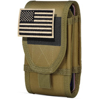 Ironseals Double Capacity Phone Holster, Tactical Molle Belt Pouch With Flag Patch For Iphone 15 Pro Max/15 Pro/15 Plus/14 Pro Max/13 Pro Max/12Promax, Samsung S22Ultra, Size Large Extra Stiffness