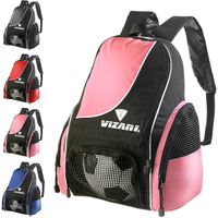 Vizari Solano Soccer Backpack With Ball Compartment With Vented Ball Pocket And Mesh Side Cargo Pockets Fits Size 5 Ball - Large Size Soccer Bags For Adults.