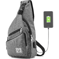 15.4"" Sling Bag For Men Crossbody Shoulder Chest Bags Nylon For Travel Gym Sport Hiking With Usb Charger Port