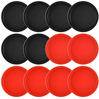 Coopay 12 Pieces Home Air Hockey Pucks 2.5 Inch Heavy Replacement Pucks For Game Tables Equipment Accessories, 12 Grams (Red And Black)
