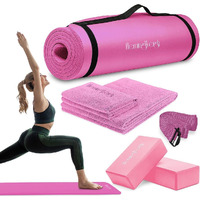 Hemingweigh Pink Yoga Mat Set, Yoga Kit, 1/2 Inch Thick Yoga Mat Pink Style With Pink Accessories
