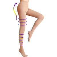 Compression Pantyhose Women 20-30Mmhg Stockings For Varicose Veins (Beige, Xl)