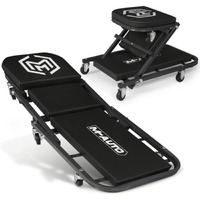 M-Auto 40-Inch Folding Creeper Rolling Seat, All-In-One Adjustable Roller Garage Chair, Lay Down Or Sit, 330Lbs Capacity Under Car Roller Creeper With 6 Swivel Casters, Black
