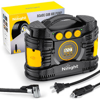 Nilight Tire Inflator Portable Air Compressor Dual Power For Car 12V Dc And Home 110V Ac Tire Pump W/Tire Pressure Gauge Fast Inflate Auto Shutoff Pump For Car Suv Motorcycle Bicycle, 2 Years Warranty