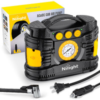 Nilight Tire Inflator Portable Air Compressor Dual Power For Car 12V Dc Home 110V Ac Tire Pump W/Analog Pressure Gauge Fast Inflate Auto Shutoff Pump For Car Suv Motorcycle Bicycle, 2 Years Warranty