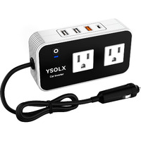 Ysolx 200W Car Power Inverter, Dc 12V To 110V Ac Converter, Fast Car Charger Adapter With 18W Quick Charge/ 20W Usb-C/ 4.8A Dual Usb/Dual 110V Ac Outlet, Car Plug Adapter Outlet For Laptop