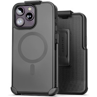 Encased Slimshield For Iphone 15 Pro Max Belt Clip Case With Phone Holster (Compatible With Magsafe) Matte Black (V2 Revised Buttons)
