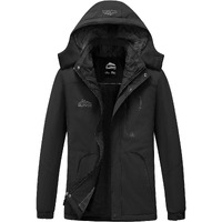 Ellswos Men's Waterproof Ski Jacket Winter Snow Coat Warm Hooded Raincoat Windproof Windbreakers, Black, Medium