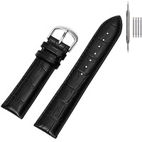 Eache Leather Watch Bands For Men, 20Mm Croco Design Leather Watch Bands With Black Silver Buckle