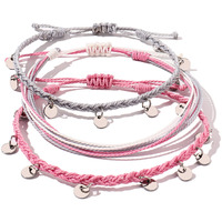 Fancy Shiny Boho Ankle Bracelets Waterproof String Anklets Braided Rope Anklet Beach Surfer Anklets Cute Coin Foot Jewelry For Women Teen Girls(Pink)