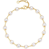 Loyata Gold Bracelet 14K Gold Plated Dainty Pearl Chain Handmade Simple Jewelry Gift For Women