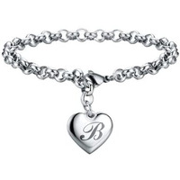 Sannyra Charm B Bracelet Gifts | Heart Initial Charms Bracelets For Women Trendy | 26 Letters Stainless Steel Bracelet Gifts Ideas For Teen Girls