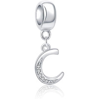 Soukiss Letter C Charm Sterling Silver 925 Initial A-Z Alphabet Beads Name Charm For Bracelet Charms