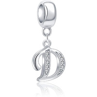 Soukiss Letter D Charm Sterling Silver 925 Initial A-Z Alphabet Beads Name Charm For Bracelet Charms