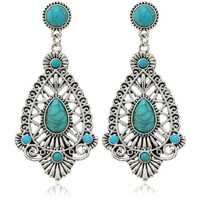 Turquoise Bohemian Dangle Earrings For Women, Turquoise Dainty Teardrop Drop Earrings Boho Hoop Healing Stone Stud Earrings Jewelry Gifts