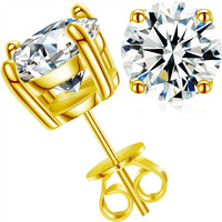 Tuhe Moissanite Stud Earrings For Women Men, 1Carat/Pair Lab Created Diamond Screw Back Earrings, 18K White Yellow Gold Plated S925 Sterling Silver Moissanite Earrings D Color Vvs1 Round Cut 5Mm Moissanite Certified And Authentic Thanksgiving Christmas Day Gift