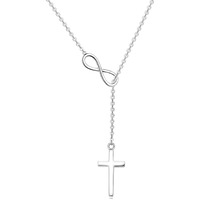 Xoyoyzu Tiny Cross Pendant Necklace For Women Simple Cross Necklaces Mothers Day Birthday Gifts For Women Girl (Infinity Cross)