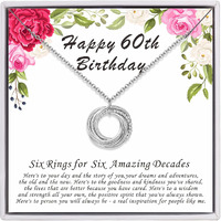 Am Annis Munn 60Th Birthday Gifts For Women, 925 Sterling Silver Six Circle Necklace For Women 6 Decade Jewelry For Women 60Th Birthday Gift Ideas Happy Birthday Necklace