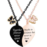 Mjartoria Bff Necklace For 2-Split Valentine Heart Necklace Together Forever Never Apart Best Friends Pendant Friendship Necklace Set Of 2 Gifts For Her