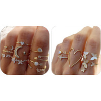 Harry And Henry Stackable Rings For Teen Girl Gifts Trendy Stuff Simple Star Moon Knuckle Rings Set Boho Cute Rings For Women Stocking Stuffers For Christmas Gifts 2023(Set C)